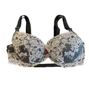 VS bra Dream Angels Lined Demi 34D Black Pink Sequin Sexy